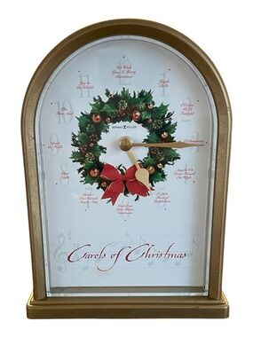 Howard Miller Gold 'Carols of Christmas'mMusical Mantle Table Clock Holiday